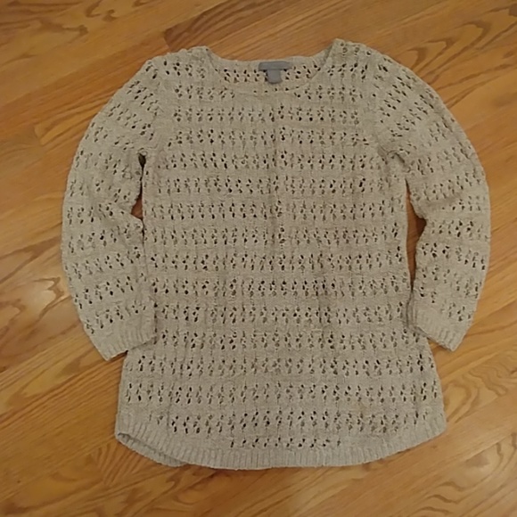 Saint Tropez West Sweaters - Saint Tropez West Soft Beige Crocheted Sweater